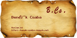 Benák Csaba névjegykártya