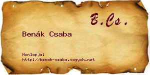 Benák Csaba névjegykártya